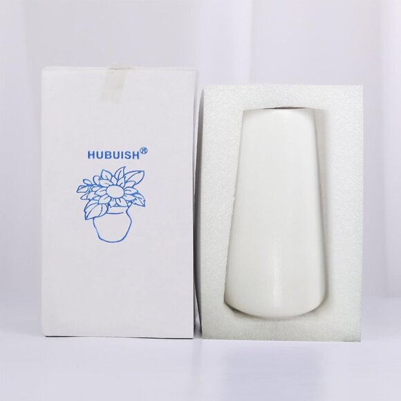 Bright White Vase - 6“ White Ceramic Flower vase, Boho Vases for Pampas Grass, M - Picture 4 of 9